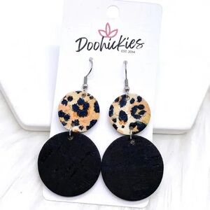 2.5" Peach Leopard & Black Earrings